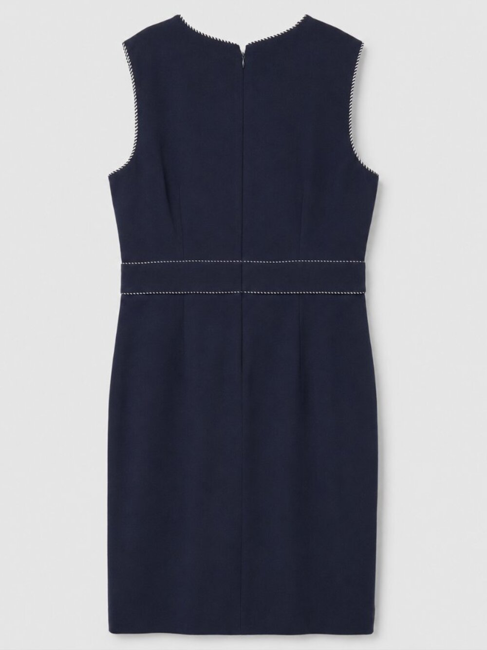 Ann Taylor Navy Sheath Dress Size 12 NWT Contrast Trim Work Career - Picture 2 of 5
